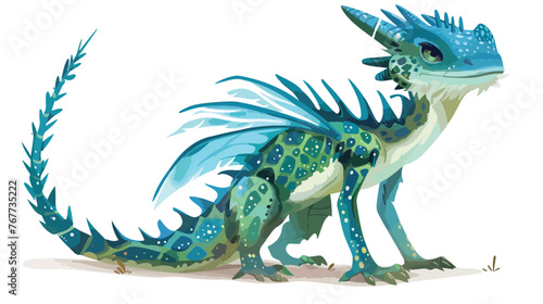 Water Dragon on the Dry Computer generated Flat vector