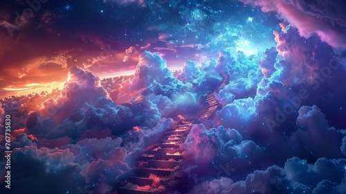 Stairway to paradise in a spiritual concept. Abstract Background