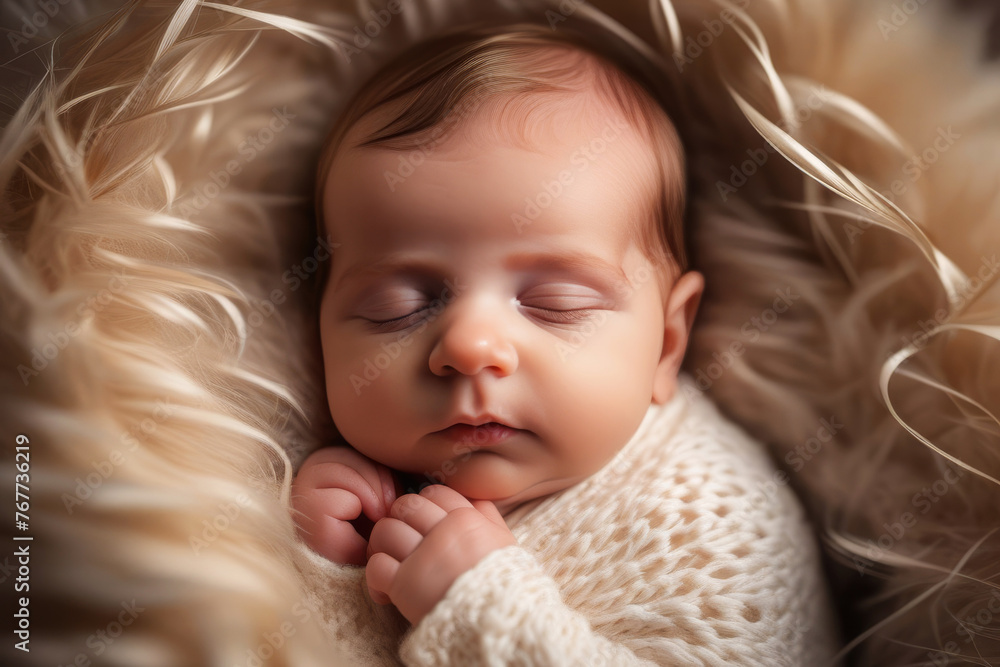 cute happy caucasian baby lying at bed top view. Portrait beauty sleep toddler with close eyes cute happy caucasian baby lying at bed top view. Portrait beauty sleep toddler with close eyes