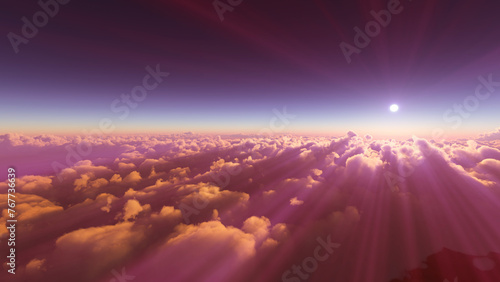 above clouds fly sunset sun ray illustration