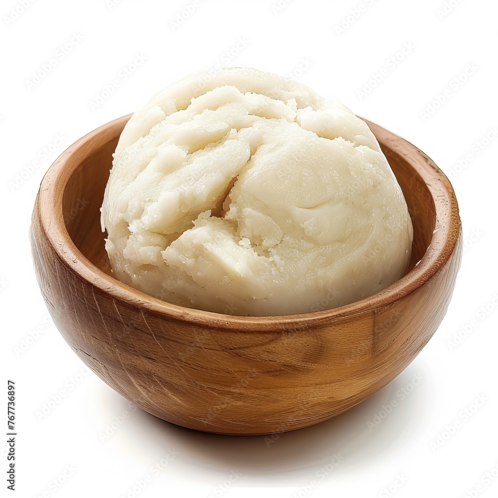 Tasty Fufu Pounded Yam isolated on white background Tasty Fufu Pounded Yam isolated on white background