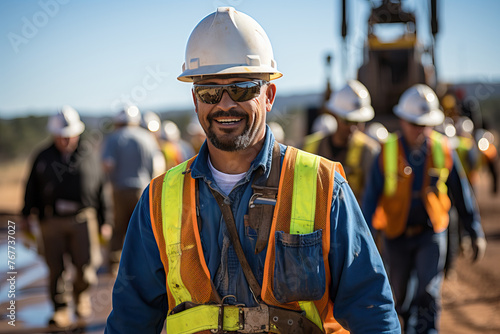 Portrait of a worker at a drilling site. photo