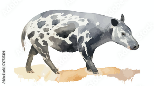Watercolour Tapir Flat vector isolated on white background
