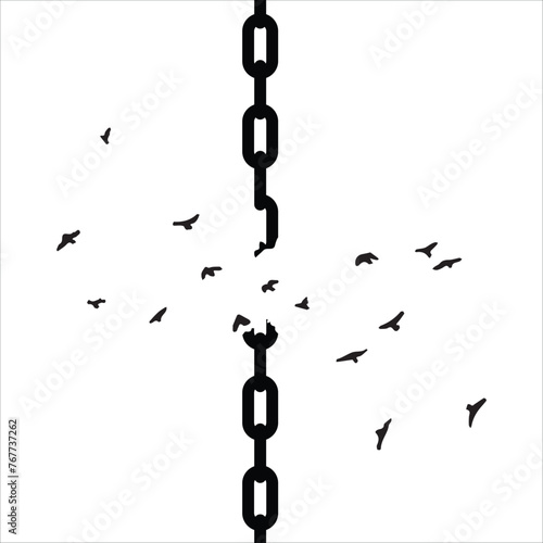Chains break and birds fly Conceptual Illustration Of Freedom and change Motivation and hope