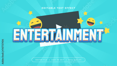Blue white and yellow entertaiment 3d editable text effect - font style