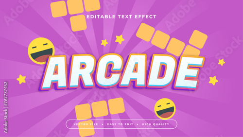 White orange and purple violet arcade 3d editable text effect - font style
