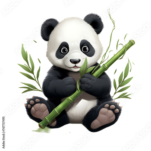 Cute clip art of a panda on a transparent background PNG.