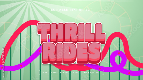 Red green and purple violet thrill rides 3d editable text effect - font style