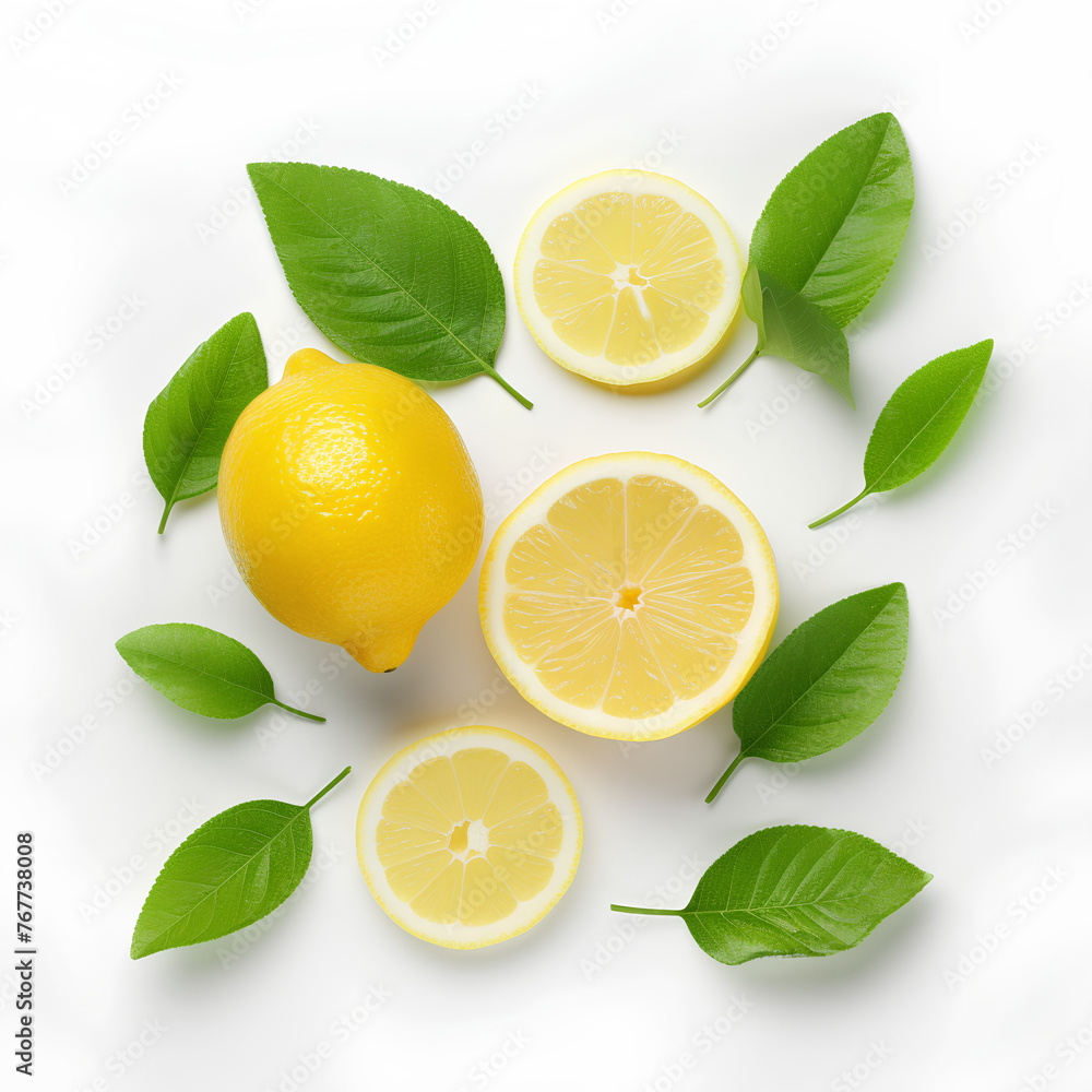 Fresh Lemon in a cut on a white isolated background