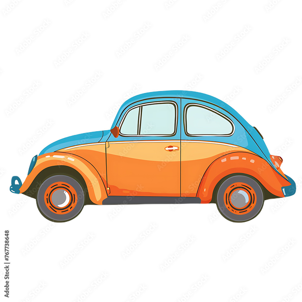 Cute clip art of vintage cars on transparent background PNG is easy to use.