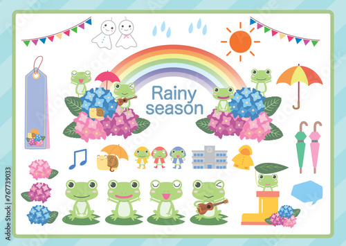 梅雨のイラスト素材セット
