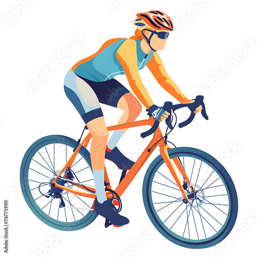 Cute clip art of people riding bicycles, transparent background PNG, easy to use.