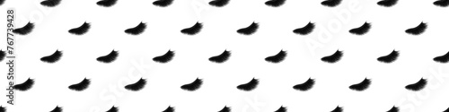 Eyelashes seamless pattern vector illustration. Black and white lashes template print with closed eyes. Beauty, fashion, makeup background. Mascara wallpaper for lamination, extension cards.