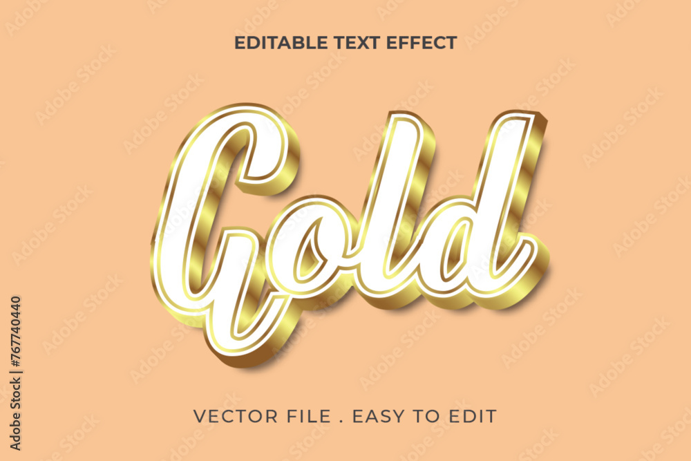 Gold 3d editable vector text effect style, or golden text effect