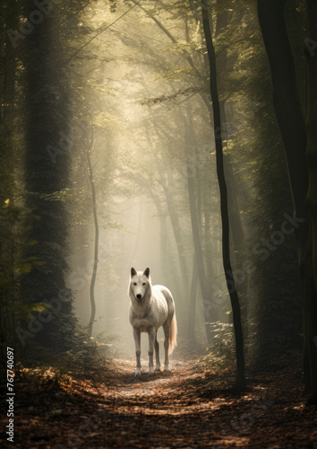 Wolf in a tranquil forest scene