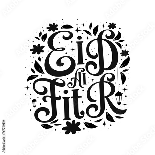 Eid Mubarak islamic typographiy design. Vector calligraphy isolated on white background eid al fitr mubarak for your design