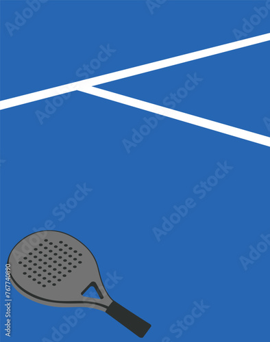 Padel racket ball court background template design vector