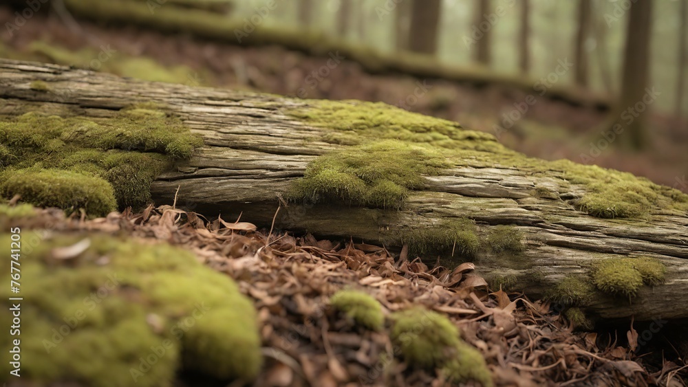 Behold the serene beauty of the forest floor, where chunks of wood serve as anchors for the lush green moss to thrive and flourish. Behold the serene beauty of the forest floor, where chunks of wood serve as anchors for the lush green moss to thrive and flourish.