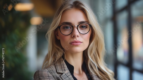 Portrait of young business woman in glasses