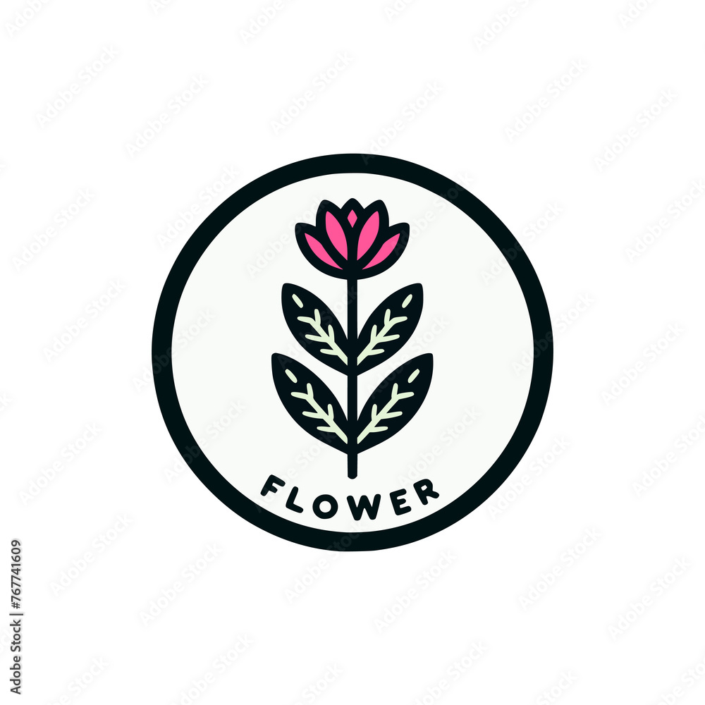 Fototapeta premium beautiful pink flower plant sticker t shirt vector illustration template design
