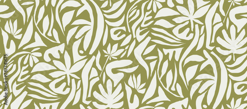 Minimalist abstract seamless pattern illustration.African organic  plant shape  simple boho ornament