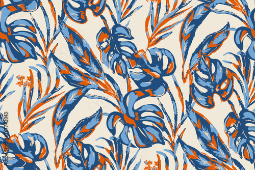 Saturated wild bright tropical positive cheerful multicolored abstract seamless summer patern.