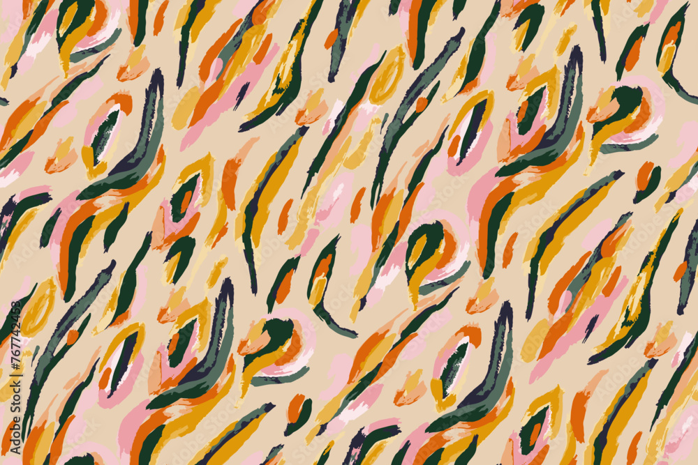 Minimalist abstract brush stroke painting seamless flower pattern illustration. Modern trendy paint line background. Minimalist abstract brush stroke painting seamless flower pattern illustration. Modern trendy paint line background.