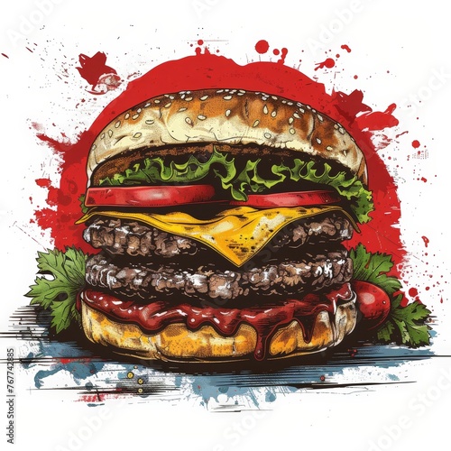 Illustration of a huge hamb...