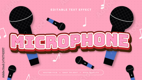 Pink blue and black microphone 3d editable text effect - font style