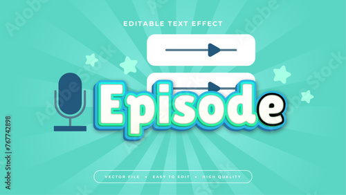 Blue white and green episode 3d editable text effect - font style