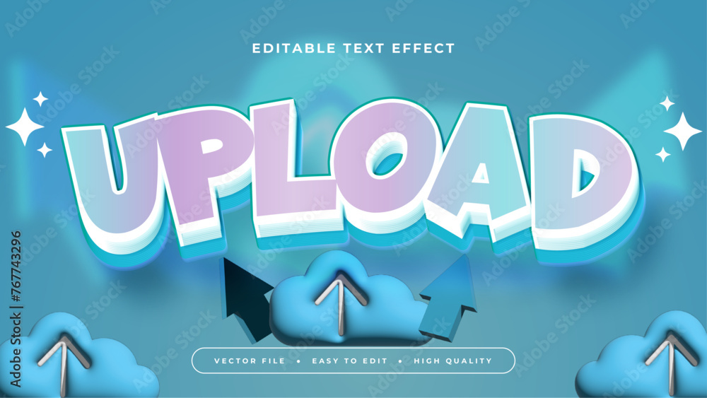 Blue white and purple violet upload 3d editable text effect - font style