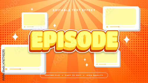 Yellow orange and white episode 3d editable text effect - font style
