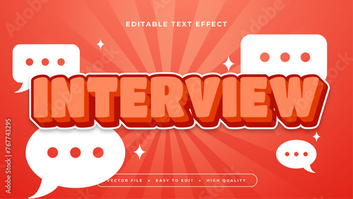 Red and white interview 3d editable text effect - font style