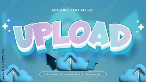 Blue white and purple violet upload 3d editable text effect - font style