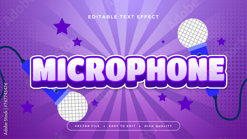 Blue white and purple violet microphone 3d editable text effect - font style