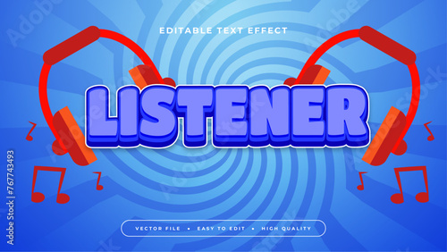 Blue red and purple violet listener 3d editable text effect - font style