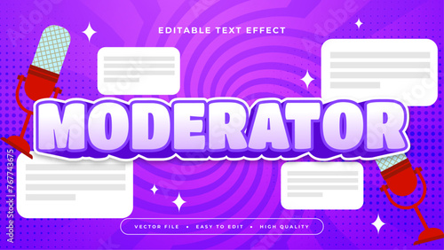 White purple violet and red moderator 3d editable text effect - font style