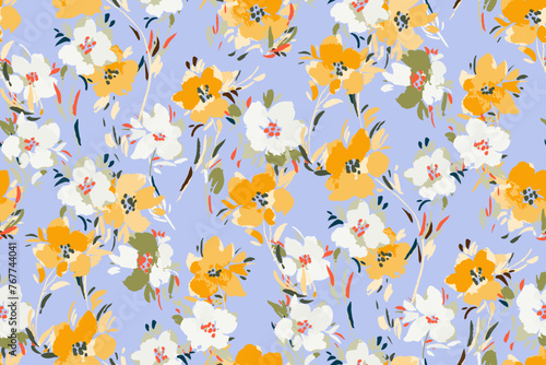  Cute feminine watercolor seamless pattern with wildflowers.hand drawn  not AI