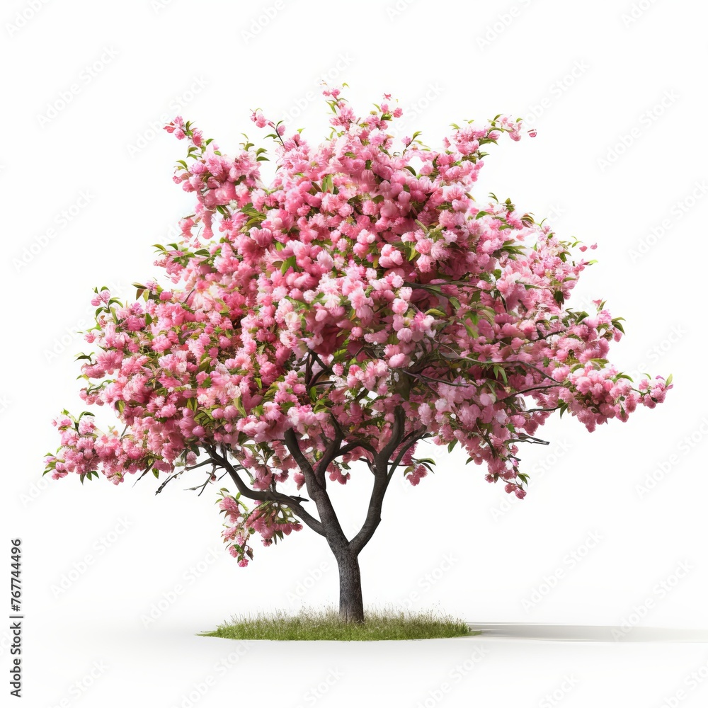 Beautiful Fruit Trees in Bloom isolated on white background