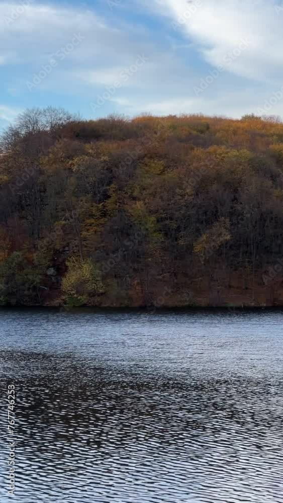 landscape view of autumn lake with golden forest landscape view of autumn lake with golden forest