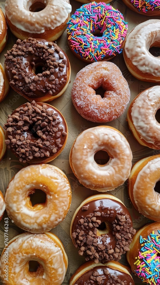 Fototapeta premium Macro view of fresh doughnuts.