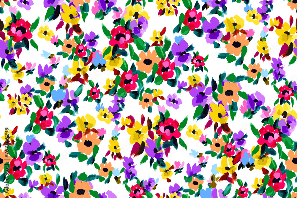 Cute feminine seamless watercolor pattern with little tiny wildflowers, hand drawn, not AI Cute feminine seamless watercolor pattern with little tiny wildflowers, hand drawn, not AI