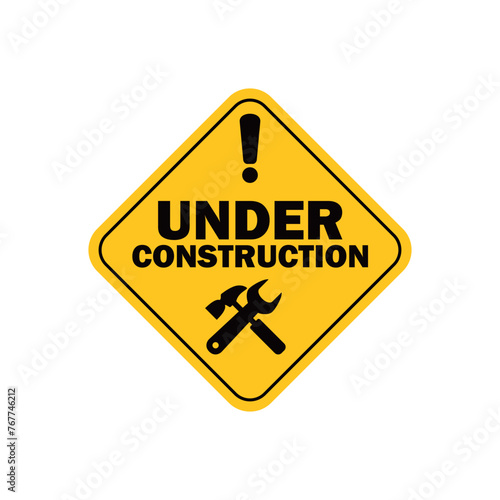 under construction banner design. warning massage vector illustration.