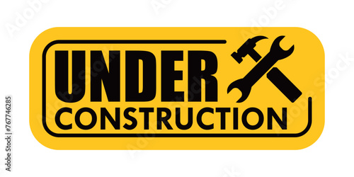 under construction banner design. warning massage vector illustration.