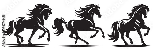 Fototapeta Naklejka Na Ścianę i Meble -  Running Horse Vector, Running Horse Silhouette, 