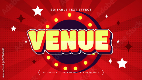 Red yellow and black venue 3d editable text effect - font style