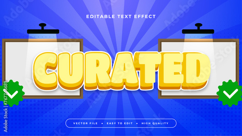 Yellow blue and white curated 3d editable text effect - font style