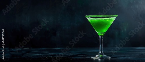 Green St. Patrick's Day Cocktail on Black Background