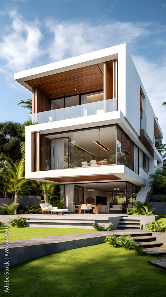 Modern Luxury Two-Story House with Garden – An Architectural Excellence in Real Estate Concept
