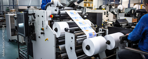 Industrial printing press machine at work © Alena